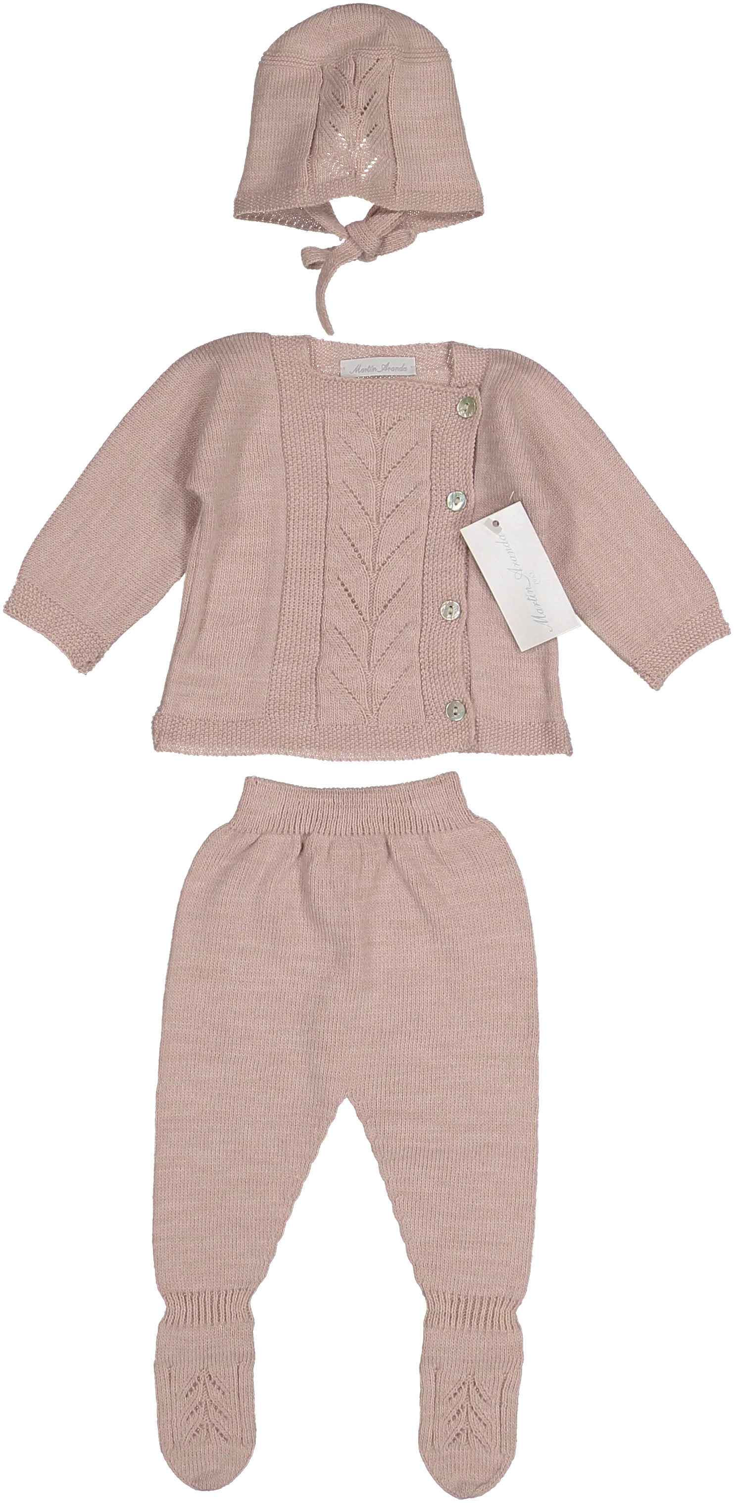 004-10202-SWEATER SET & BONNET-ROSE EMPOLVACIO