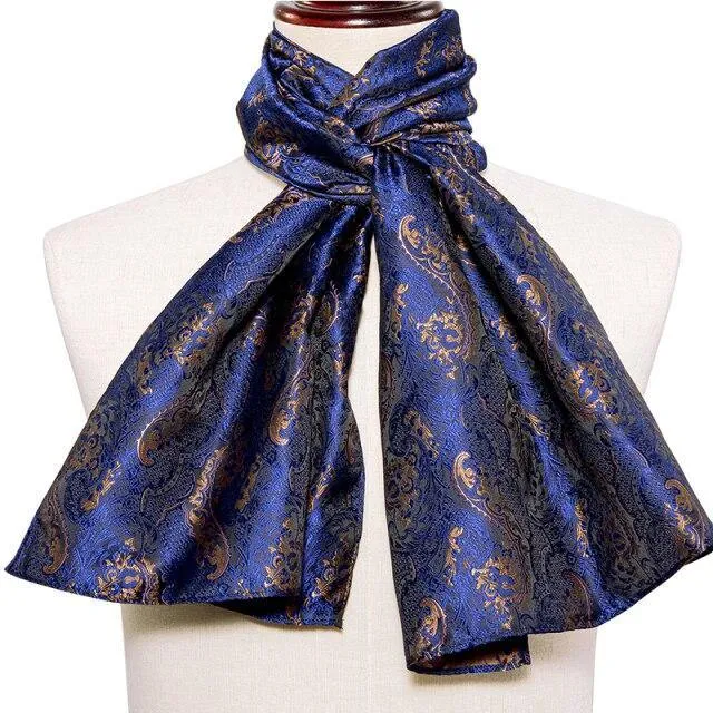 100% Silk Scarf Casual Green Jacquard Paisley