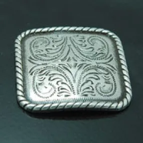 1.50in Square Silver Plated Engraved Bordered Concho,ea