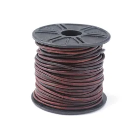 1.5mm Natural Antique Brown Round Leather Cord 10 Meter Spool