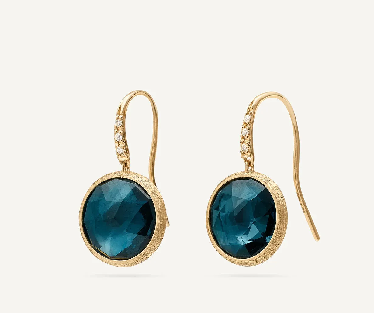 18K YELLOW GOLD AND LONDON BLUE TOPAZ EARRINGS FROM THE JAIPUR COLLECTION