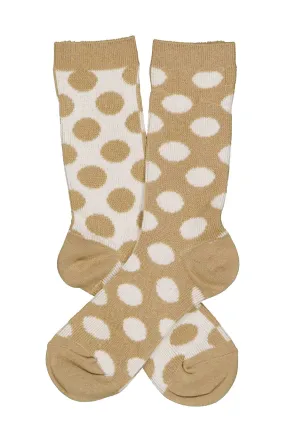 2 in 1 Spot Socks Beige/White