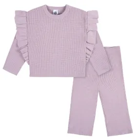 2-Piece Infant and Toddler Girls Lavender Sweater Knit Set