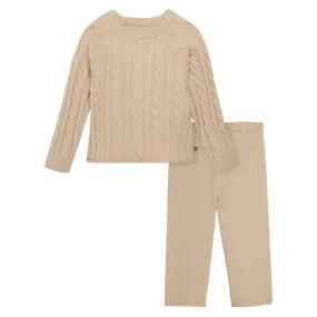 2-Piece Toddler Girls Oatmeal Sweater Set