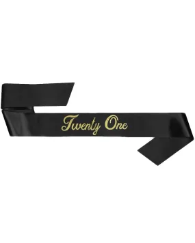 21st Birthday Sash Black