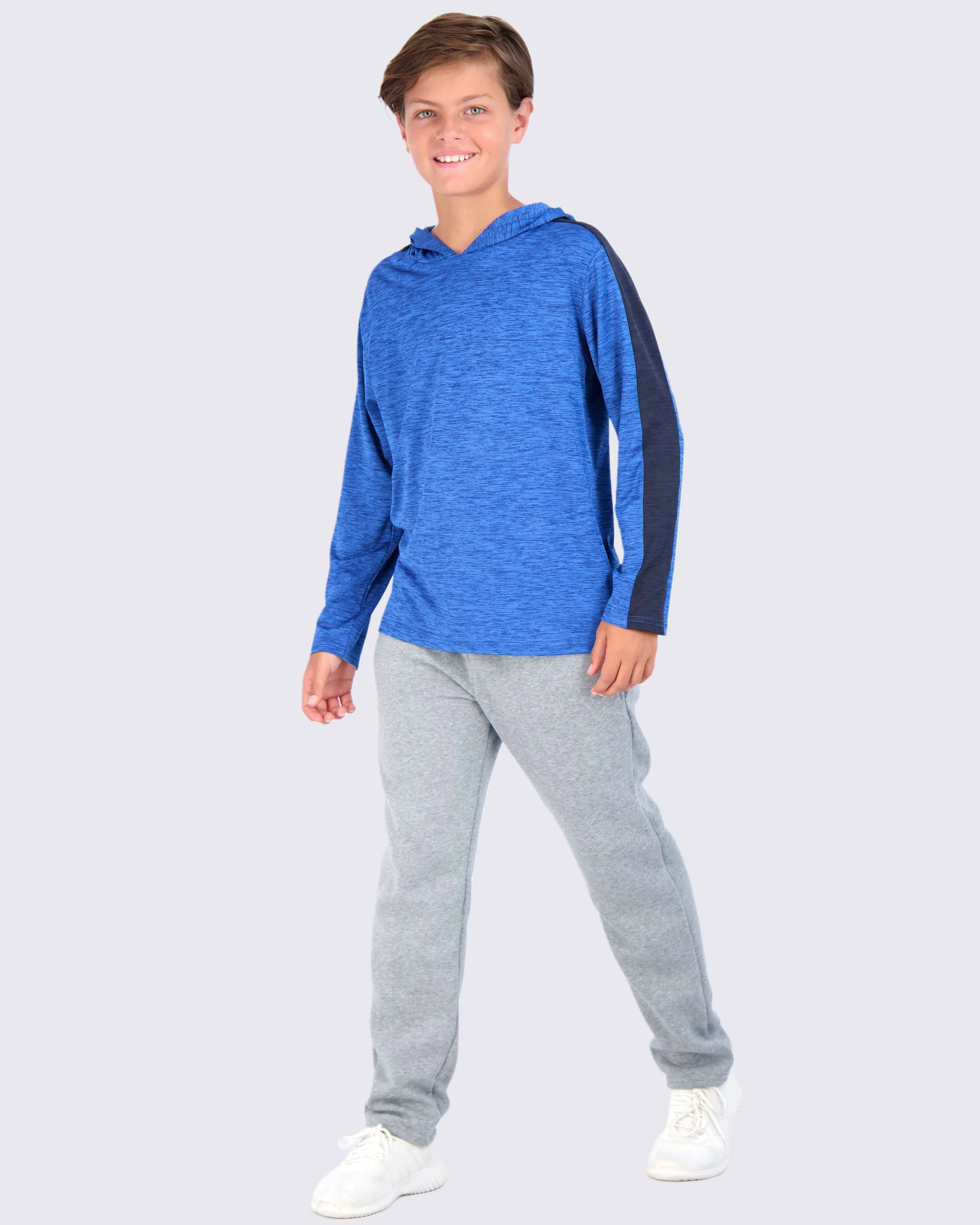 3 Pack: Boys Dry Fit Long Sleeve Active Pullover Hoodie Sweatshirt