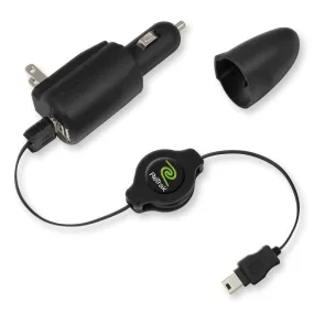 4-in-1 USB Travel Charger | Travel Charger | Wall/Car/USB Charger   Retractable USB Cable