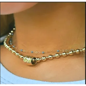 5mm 2mm 14k Gold-Filled Waterproof Dimension Barrel Necklace