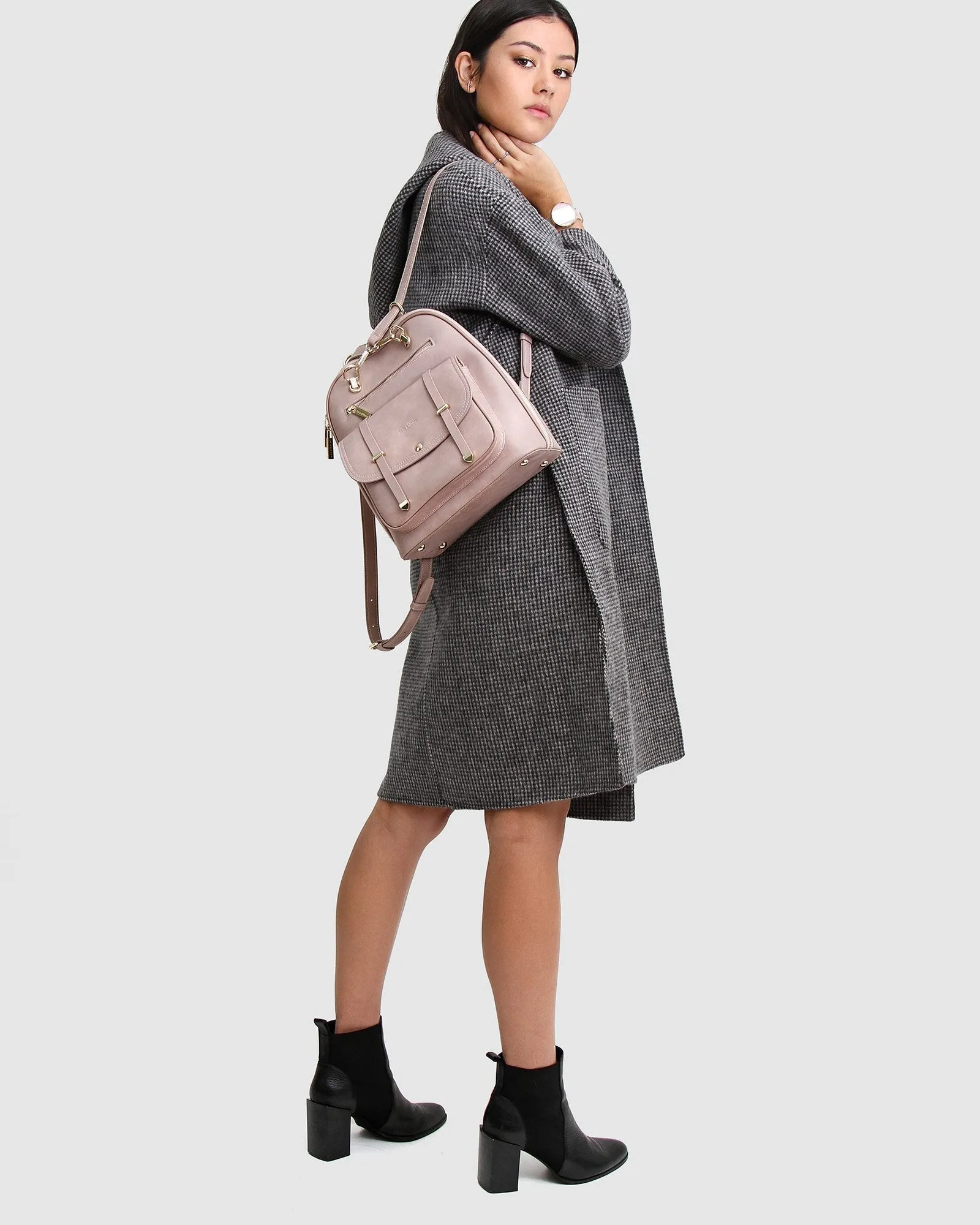 5th Ave Leather Backpack - Dusty Pink