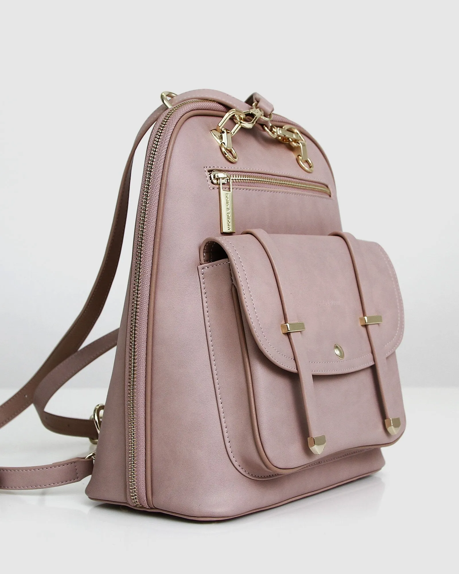 5th Ave Leather Backpack - Dusty Pink