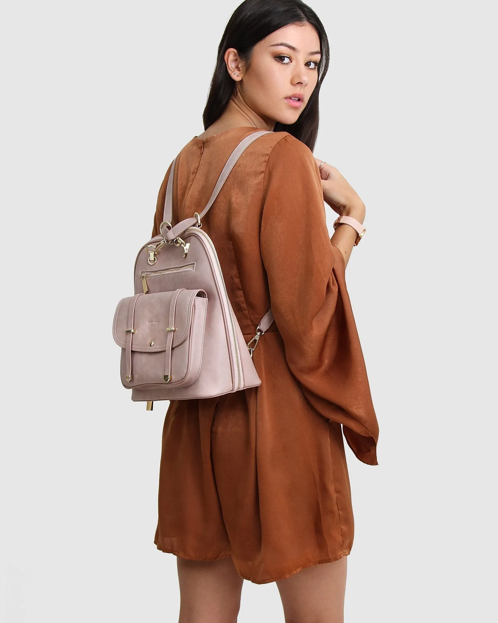 5th Ave Leather Backpack - Dusty Pink