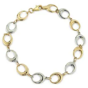 9ct White & Yellow Gold Oval Links Bracelet - MM2U27-7