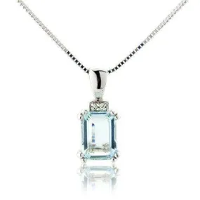 9ct White Gold Aquamarine & Diamonds Pendant - MM6122WDAQ