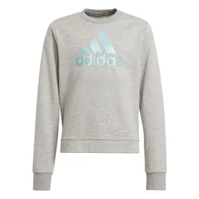 adidas BOS Crew Neck Sweat Top - Girls - Medium Grey Heather/Mint Tone