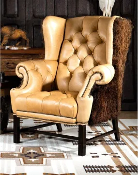 American Bison Tufted Leather Arm Chair