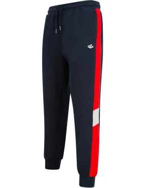 Amir Colour Block Brushback Fleece Cuffed Joggers in Sky Captain Navy - Le Shark