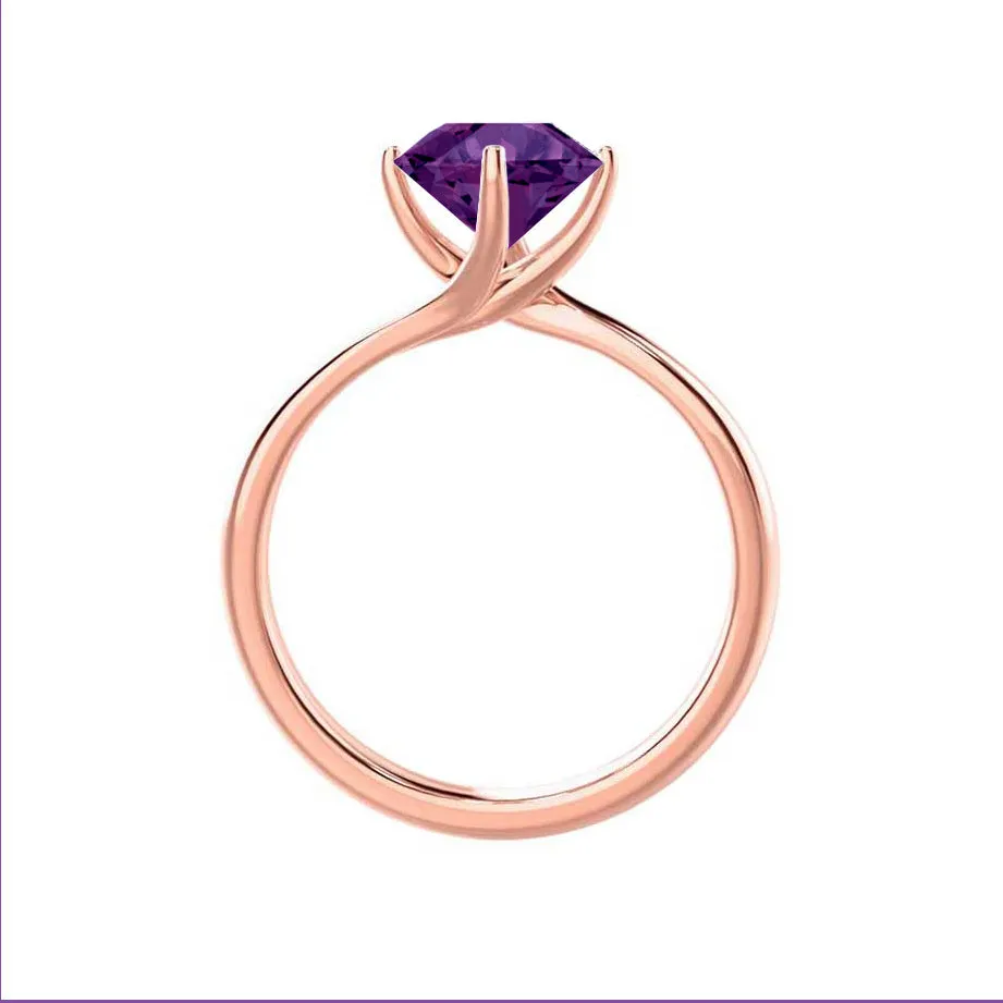 ANNORA - Chatham® Alexandrite 18k Rose Gold Twist Solitaire Ring