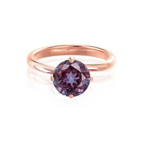 ANNORA - Chatham® Alexandrite 18k Rose Gold Twist Solitaire Ring