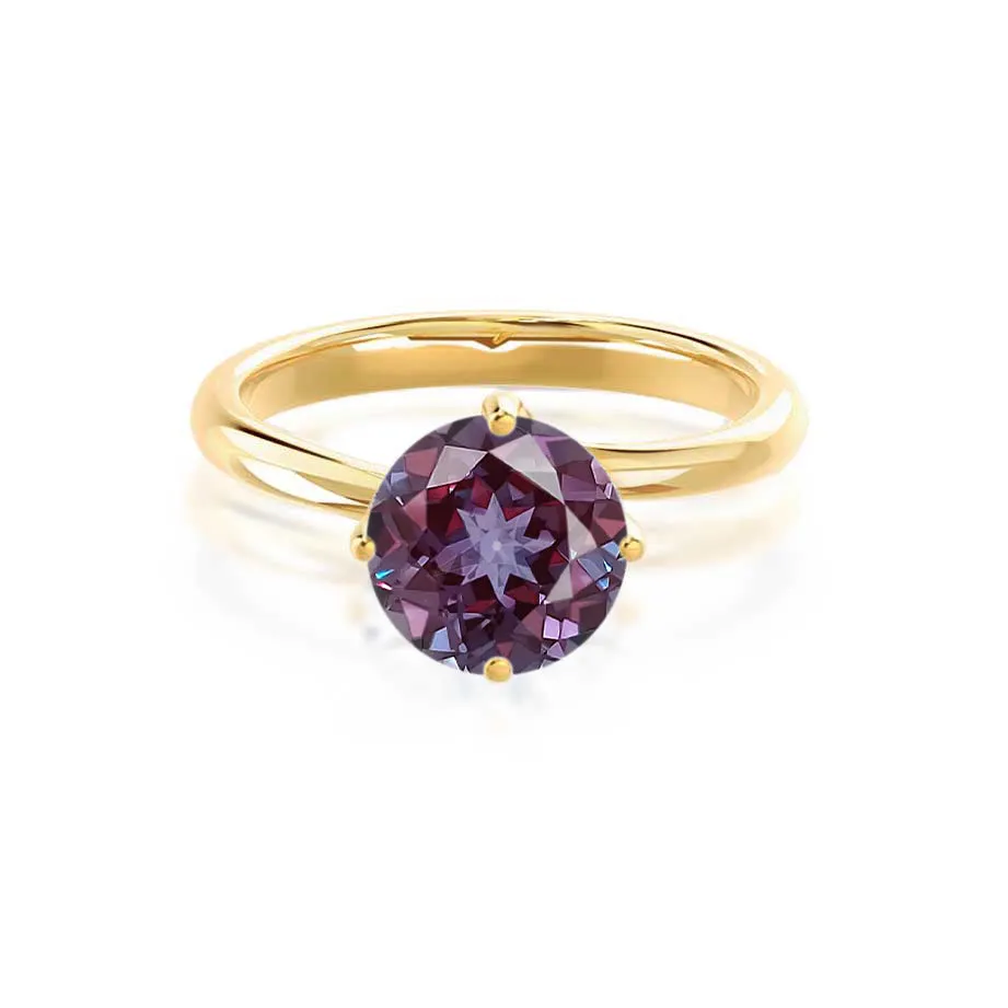 ANNORA - Chatham® Alexandrite 18k Yellow Gold Twist Solitaire Ring