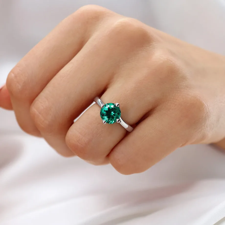 ANNORA - Chatham® Emerald 950 Platinum Twist Solitaire Ring