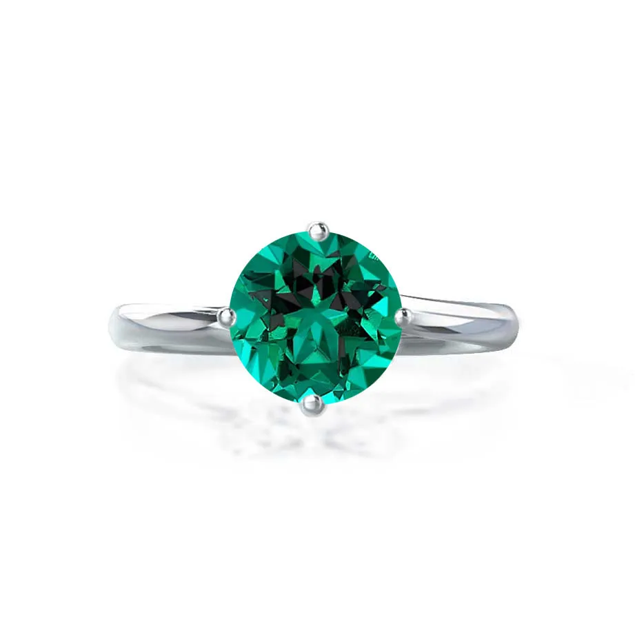 ANNORA - Chatham® Emerald 950 Platinum Twist Solitaire Ring