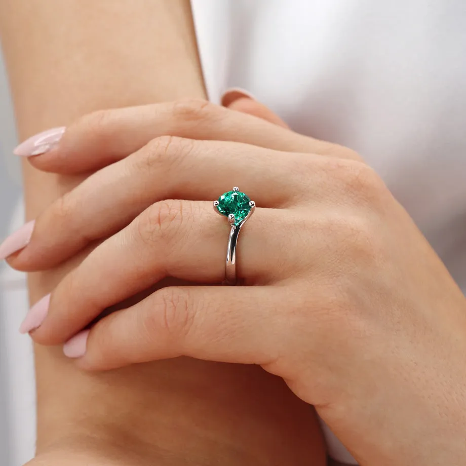 ANNORA - Chatham® Emerald 950 Platinum Twist Solitaire Ring