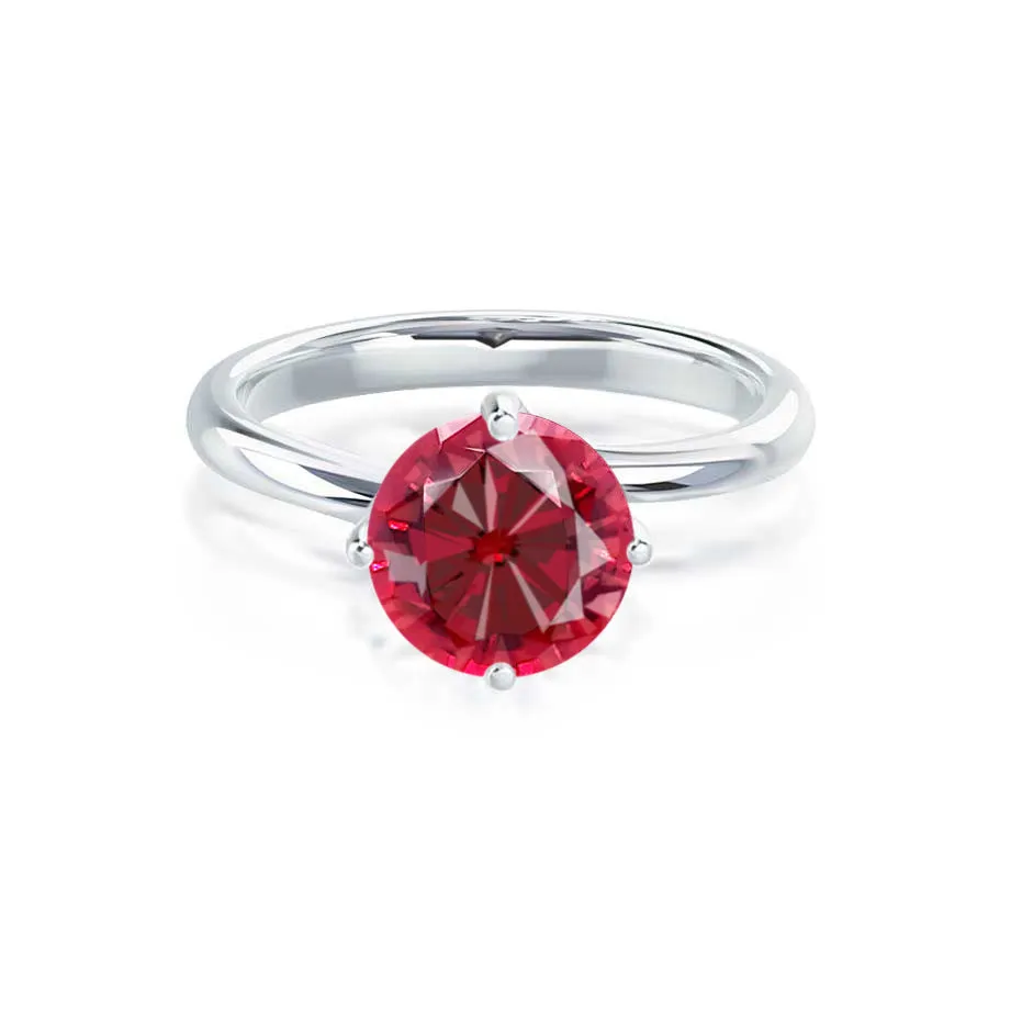 ANNORA - Chatham® Ruby 950 Platinum Twist Solitaire Ring