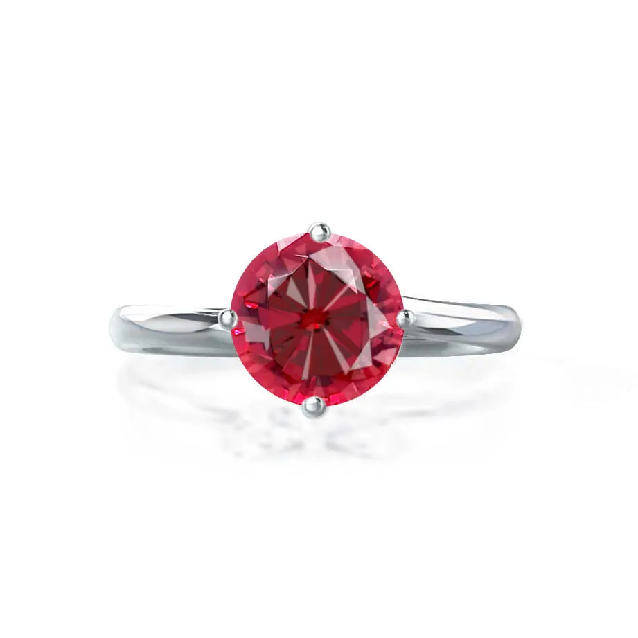 ANNORA - Chatham® Ruby 950 Platinum Twist Solitaire Ring