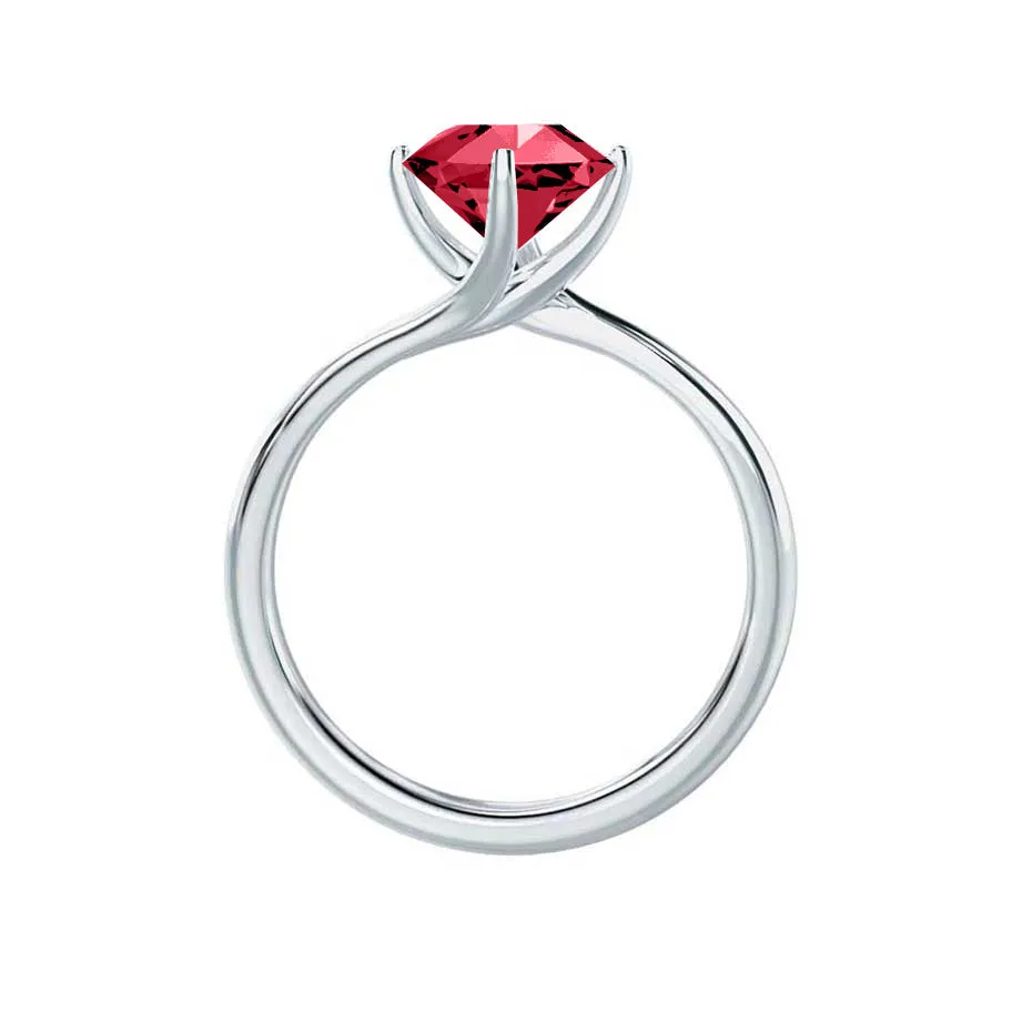 ANNORA - Chatham® Ruby 950 Platinum Twist Solitaire Ring