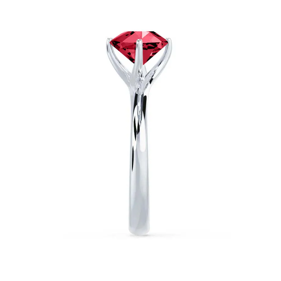 ANNORA - Chatham® Ruby 950 Platinum Twist Solitaire Ring