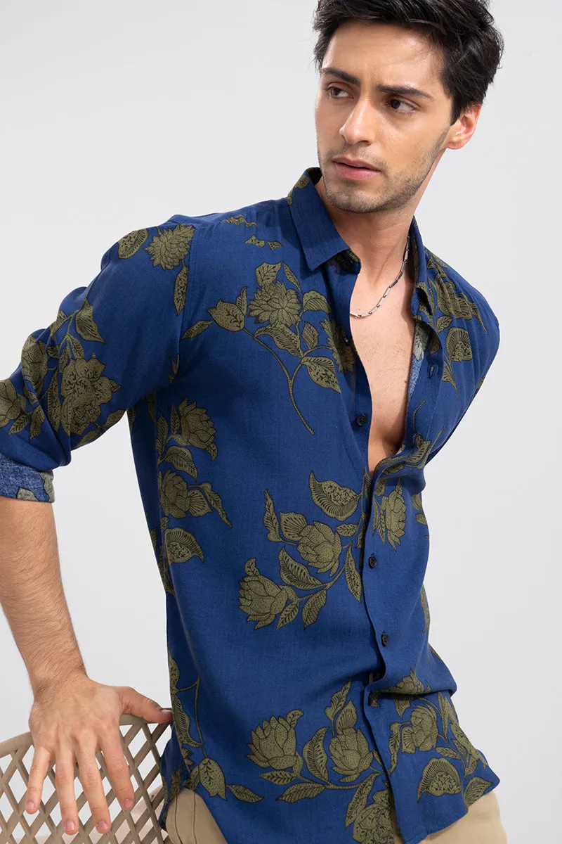 Aqua Leaf Navy Shirt