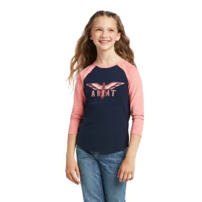 Ariat Girl's REAL Firebird Navy/Peach Blossom T-Shirt 10039501