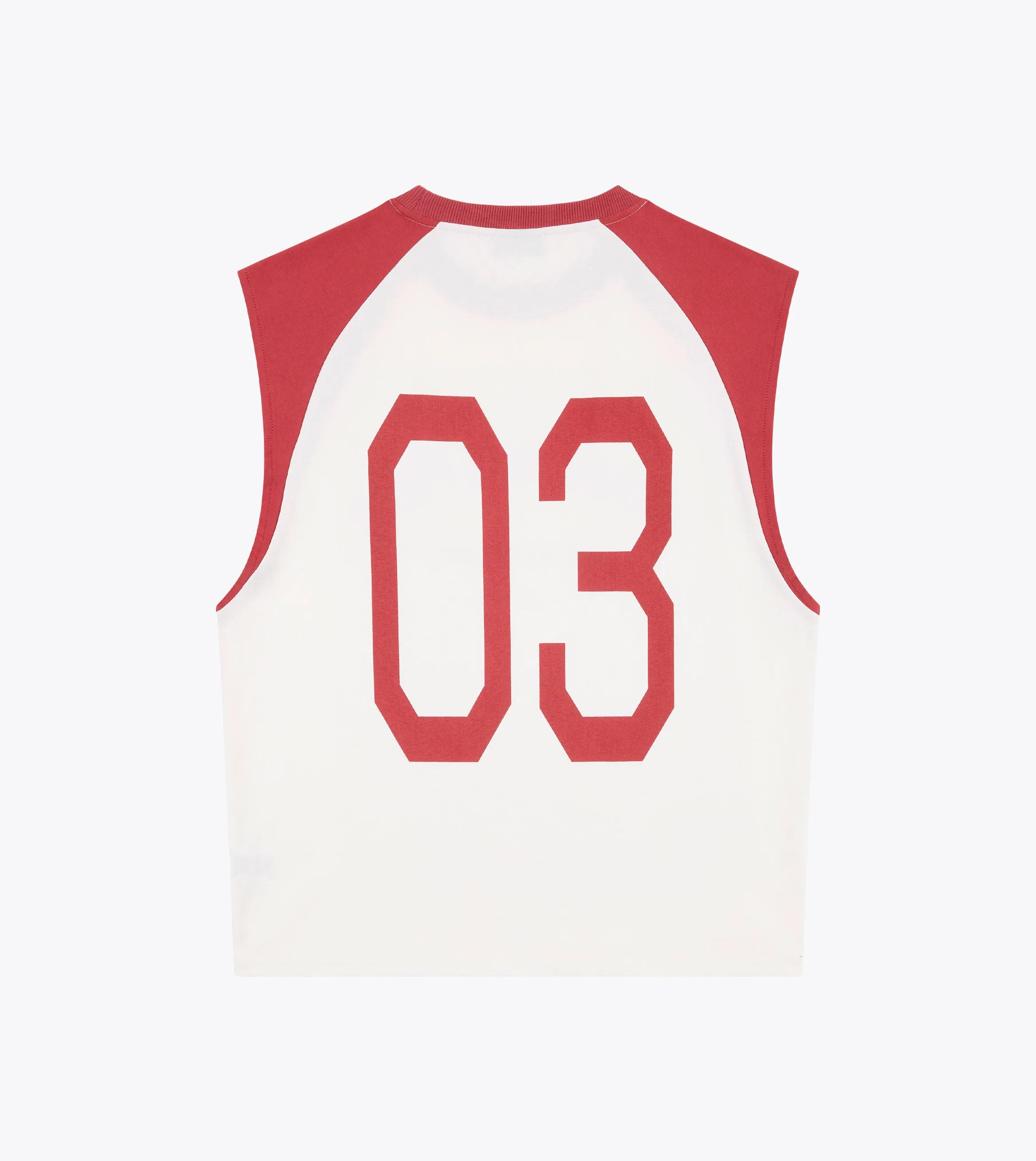 Ath. Raglan Muscle Vintage White/Cherry