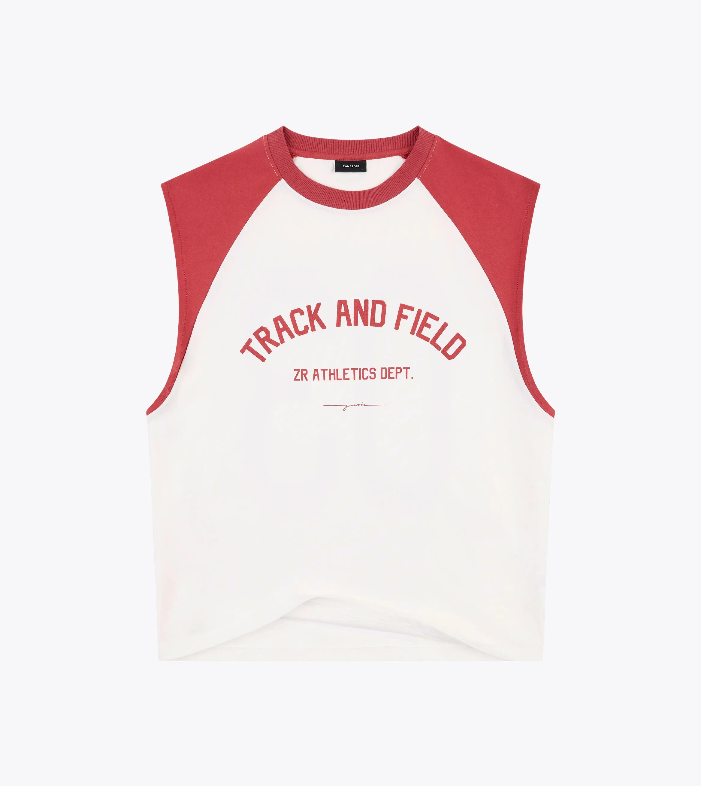 Ath. Raglan Muscle Vintage White/Cherry