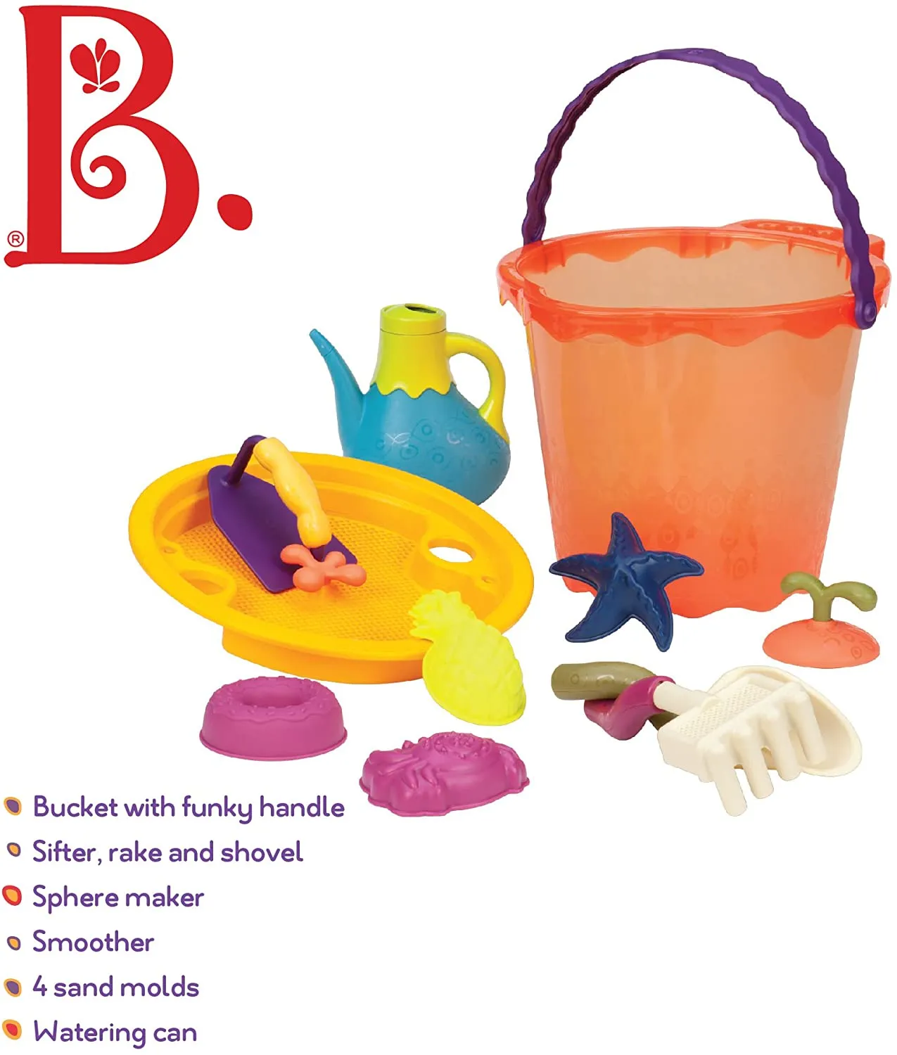 B. toys - Large Bucket Set - Shore Thing - Papaya