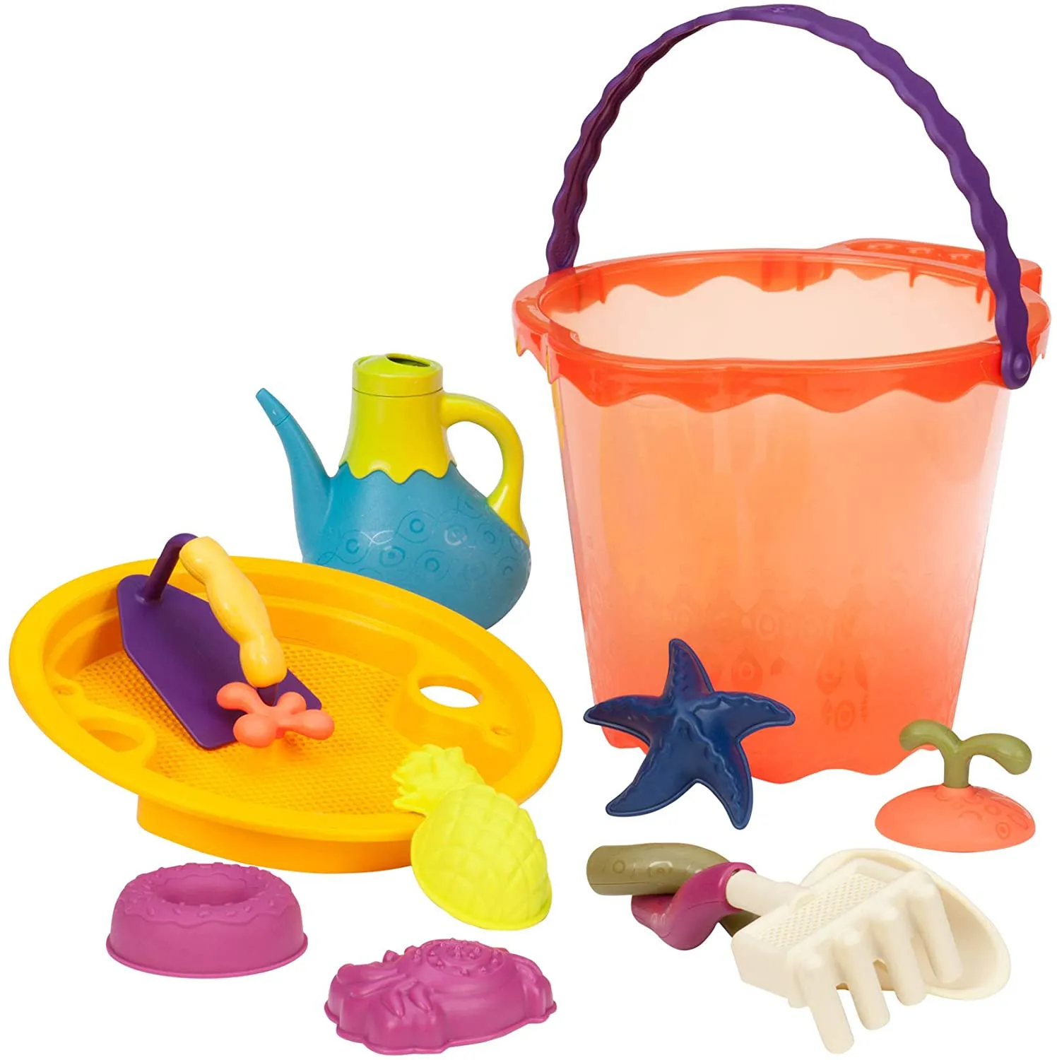 B. toys - Large Bucket Set - Shore Thing - Papaya