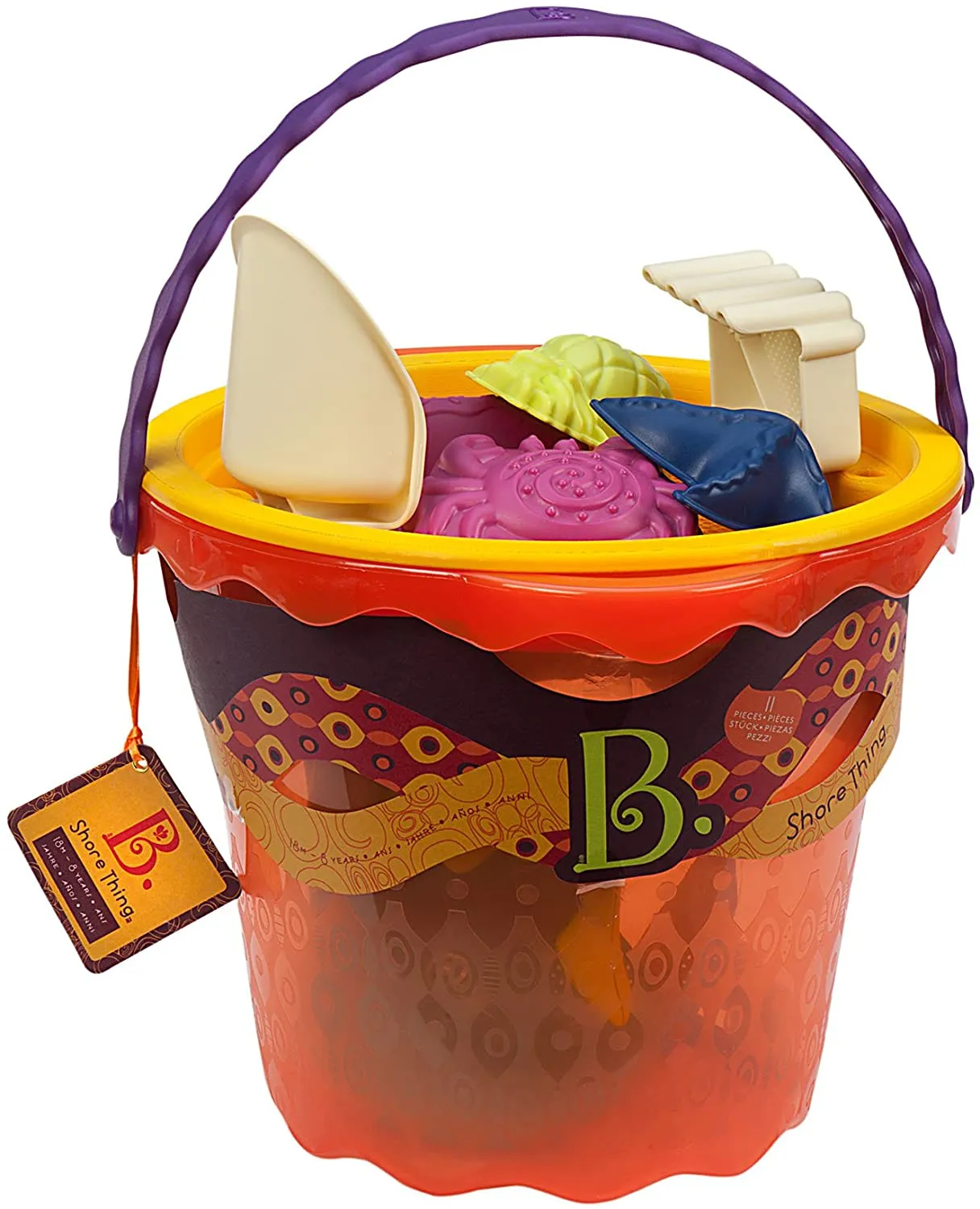 B. toys - Large Bucket Set - Shore Thing - Papaya