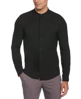 Big & Tall Untucked Total Stretch Banded Collar Shirt - Black