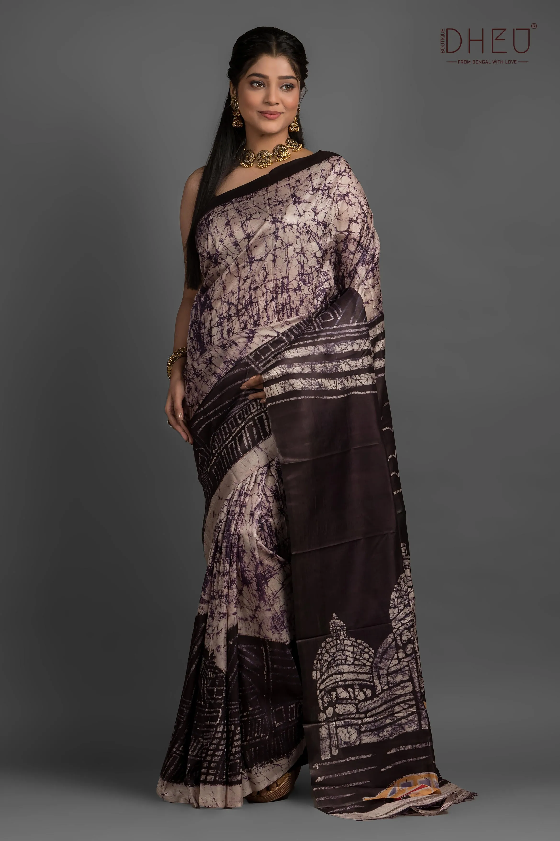 Bishnupuri Silk Batik Saree (Silk Mark Certified)