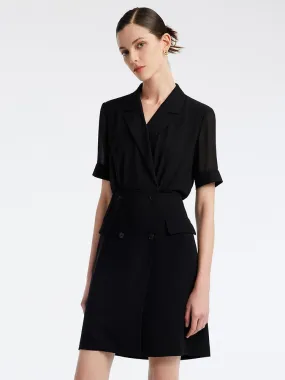 Black Acetate Double Breasted Blazer Dress