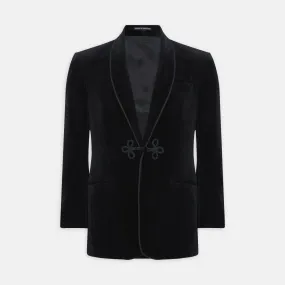 Black Single Breasted Velvet Smoking Jacket