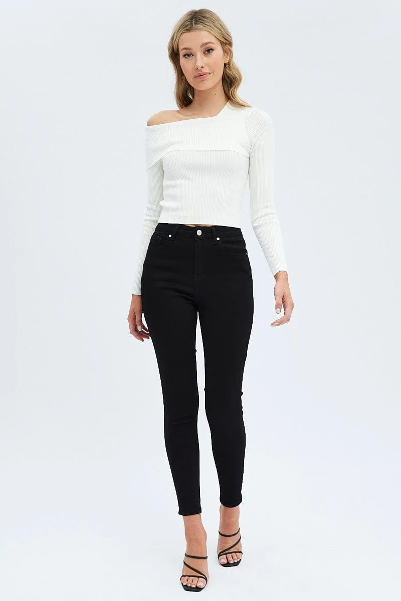 Black Skinny Denim Jeans Mid Rise