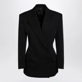 BLACK WOOL DOUBLE-BREASTED JACKET