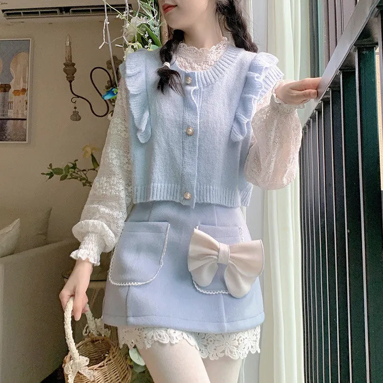 Blue Knit Vest Sweater PL52918