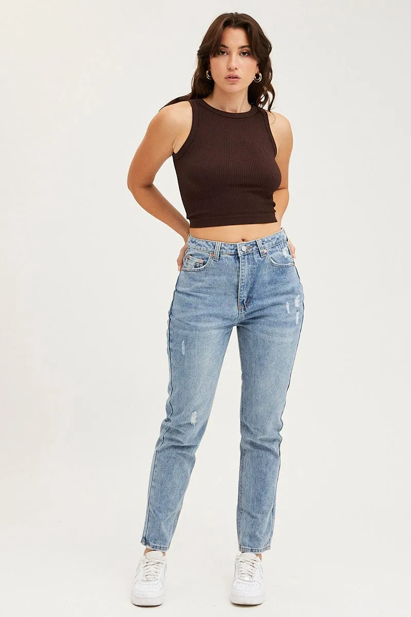 Blue Mom Jeans High Rise