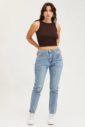 Blue Mom Jeans High Rise