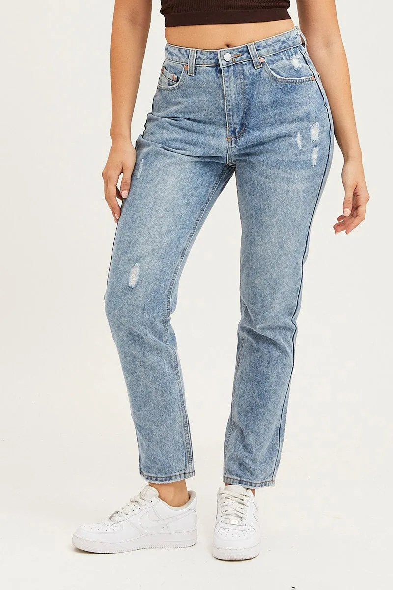 Blue Mom Jeans High Rise