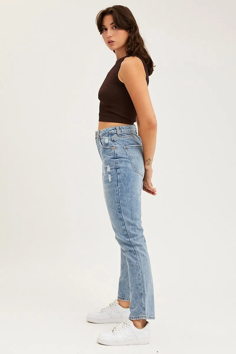 Blue Mom Jeans High Rise