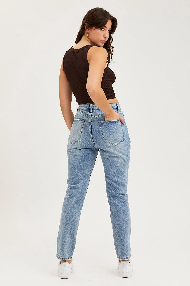 Blue Mom Jeans High Rise