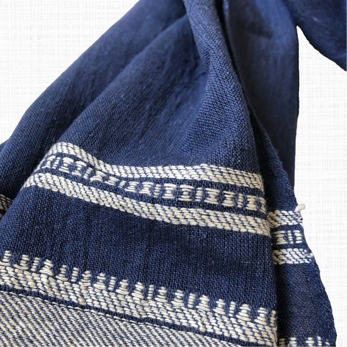 Blue with White Hues Handwoven Cotton Stole